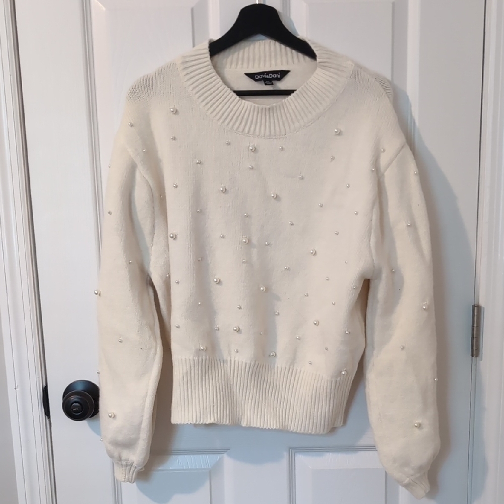 Cream, Pearl Embellished Sweater